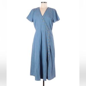 NWT Madewell Chambray Button Down Denim Midi Dress size 8